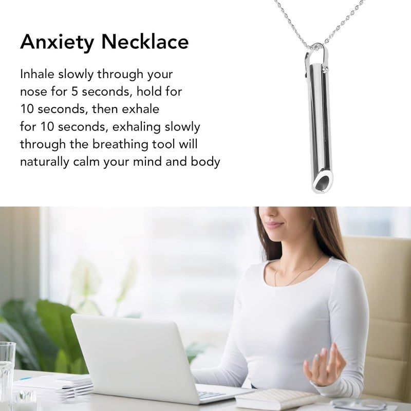 woobles Breathing Necklace, Stress Anxiety Necklace, Meditation Tuning Necklace Breathing Necklace for Mindful Breathing, Stress Relief, Unisex Fashionable Stainless Steel Necklace(Silver) - Image 5